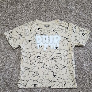 Boys Cotton Graphic T Shirt Beige Crack Print XL 14-16